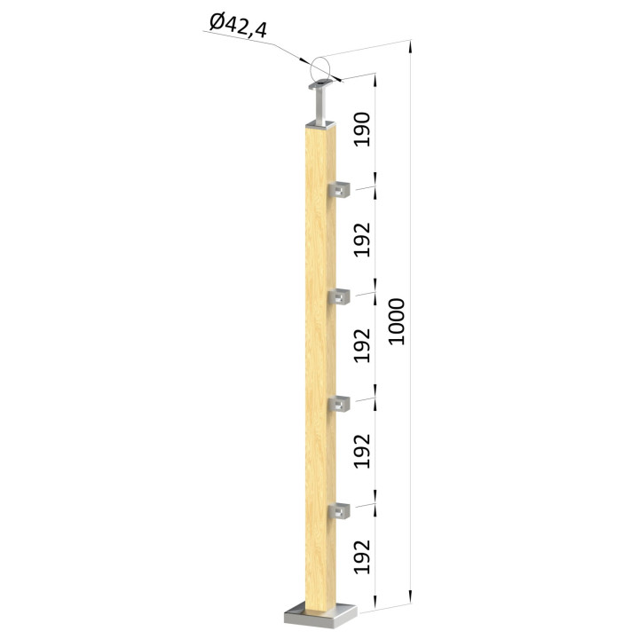 Dřevěný sloup vrchní kotvení, 4řadový, průchozí