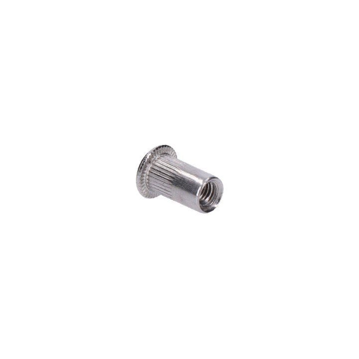 AISI304 nýtovací matice M5, plochá, rýhovaný dřík, L-10mm