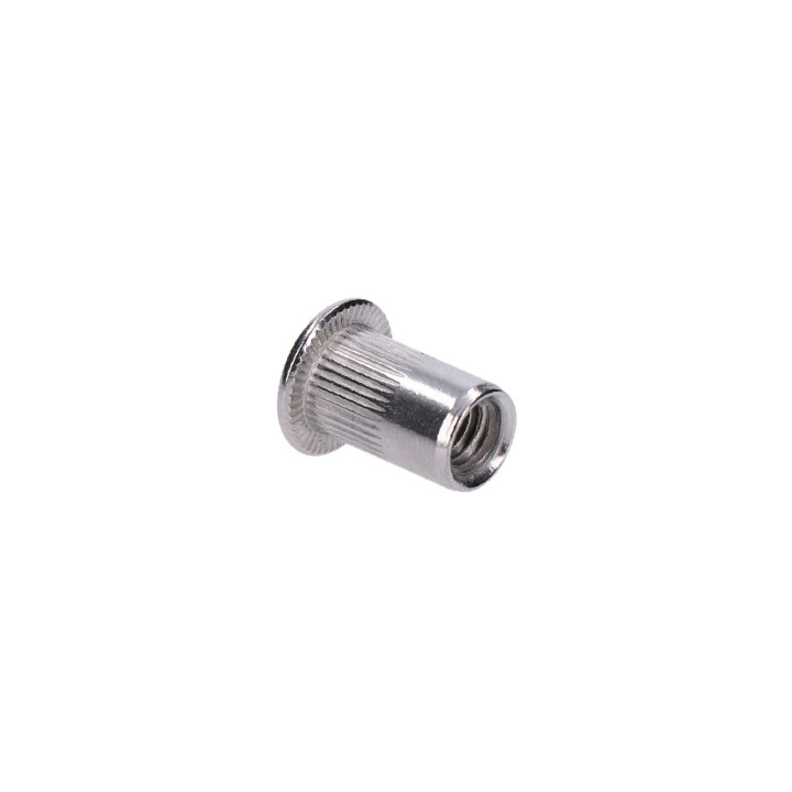 AISI304 nýtovací matice M6, plochá, rýhovaný dřík, L-13mm