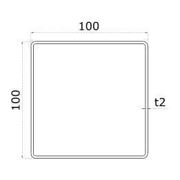 Profil 100 x 100 x 2 x 6000 mm, broušená nerez AISI 304