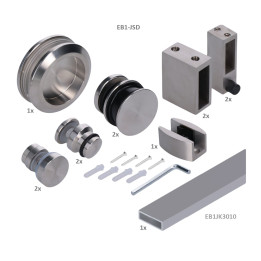 Závěsný set na skleněné dveře, profil 30 x 10 mm, AISI 304