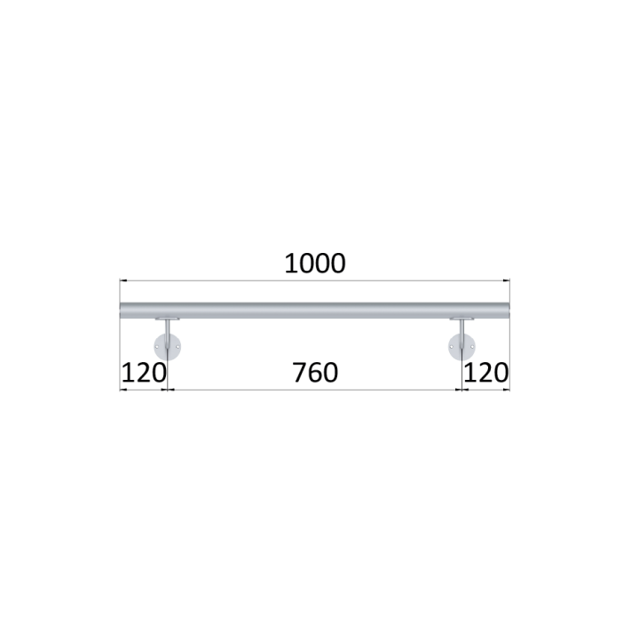 Madlo ø 42.4mm, L-1000mm, broušená nerez AISI304