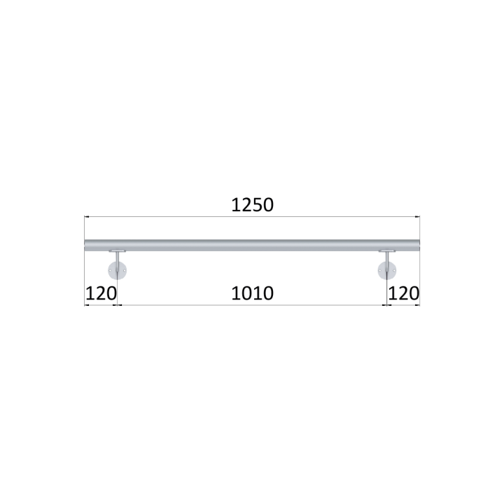 Madlo ø 42.4mm, L-1250mm, broušená nerez AISI304
