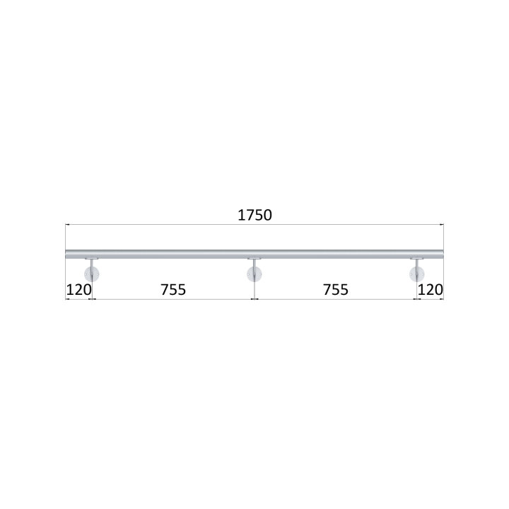 Madlo ø 42.4mm, L-1750mm, broušená nerez AISI304