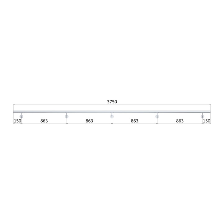 Madlo ø 42.4mm, L-3750mm, broušená nerez AISI304
