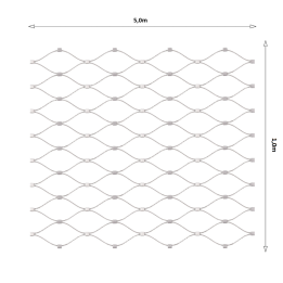 Lanová sieť, 1 x 5 m, oko 50 x 50 mm, ø 2mm, AISI 316