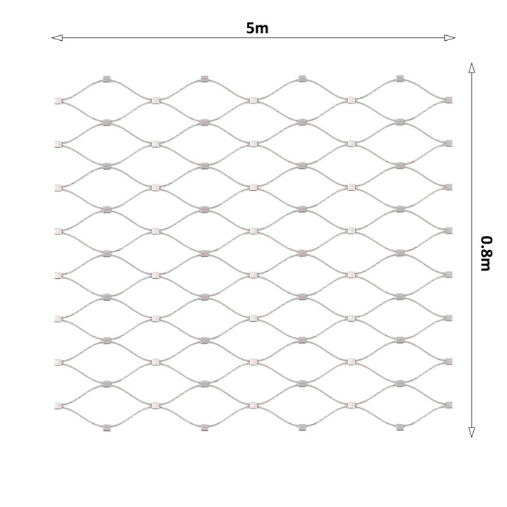 Lanová sieť, 0,8 x 5 m, oko 50 x 50 mm, ø 2 mm, AISI 316