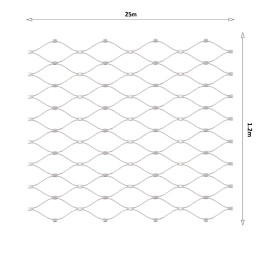 Lanová sieť, 1,2 x 25 m, oko 60 x 104 mm, ø 2 mm, AISI 316