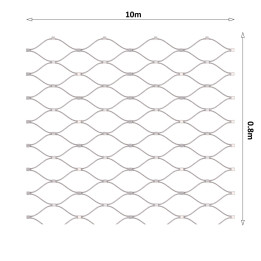 Lanová sieť, 0,8 x 10 m, oko 60 x 104 mm, ø 3 mm, AISI 316