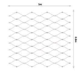 Lankova sieť, 0,8 x 5 m, oko 50 x 50 mm, ø 1,5 mm, AISI 316