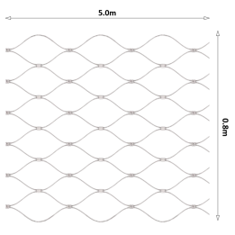 Lanová sieť, 0,8 x 5 m, oko 60 x 104 mm, ø 2 mm, AISI 316