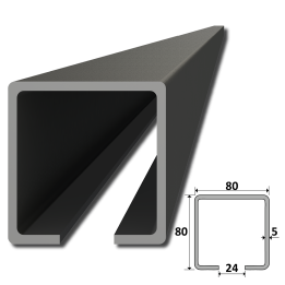 C profil 80 x 80 x 5 černý Fe