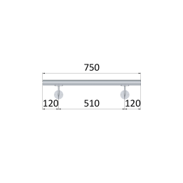 Madlo ø 42.4mm, L-750mm, broušená nerez AISI316