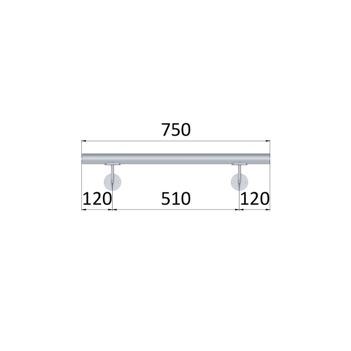 Madlo ø 42.4mm, L-750mm, broušená nerez AISI316