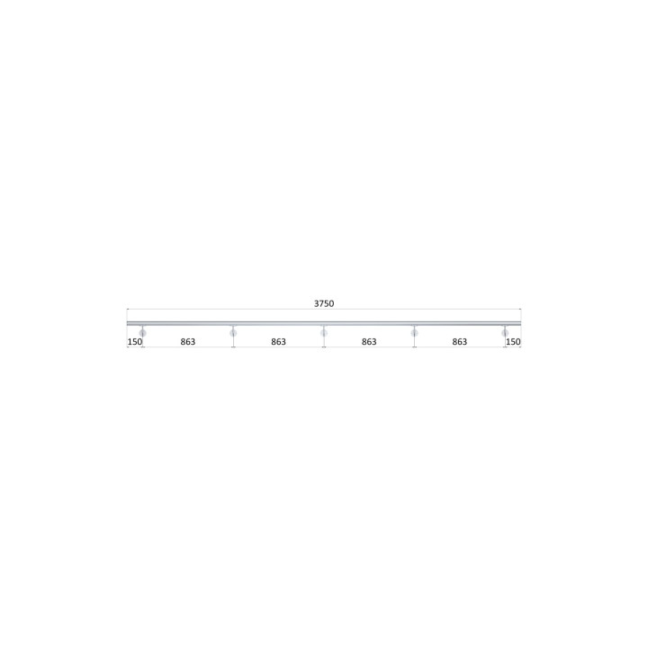 Madlo ø 42.4mm, L-3750mm, broušená nerez AISI316