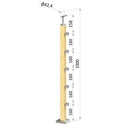 Dřevěný sloup, vrchní kotvení, 5řadový, průchozí