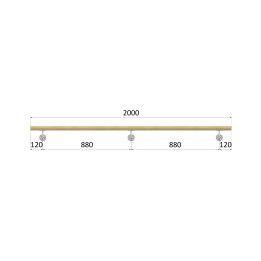 Madlo drevené (2000mm), materiál: buk, brúsený povrch s náterom BORI (bezfarebný), set: 3 ks úchyt, madlo s ukončením