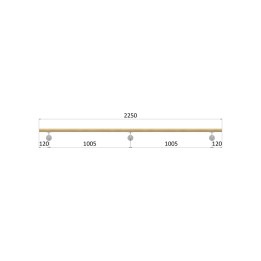 Madlo drevené (2250mm), materiál: buk, brúsený povrch bez náteru, set: 3 ks úchyt, madlo s ukončením