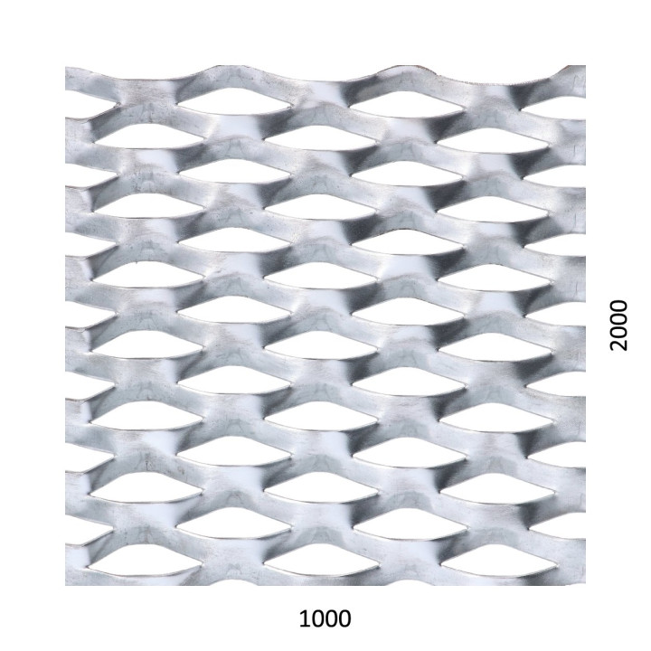 Tahokov Zn kosočtvercové oko 62 x 25 mm, můstek 9 mm (1000x2000 x 1,5 mm)