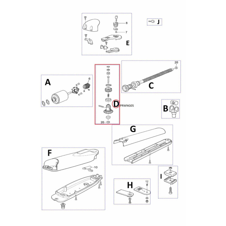 Kit ozubených kol PRWNG05 pro motory Wingo WG4024, WG5024, WG3524HS