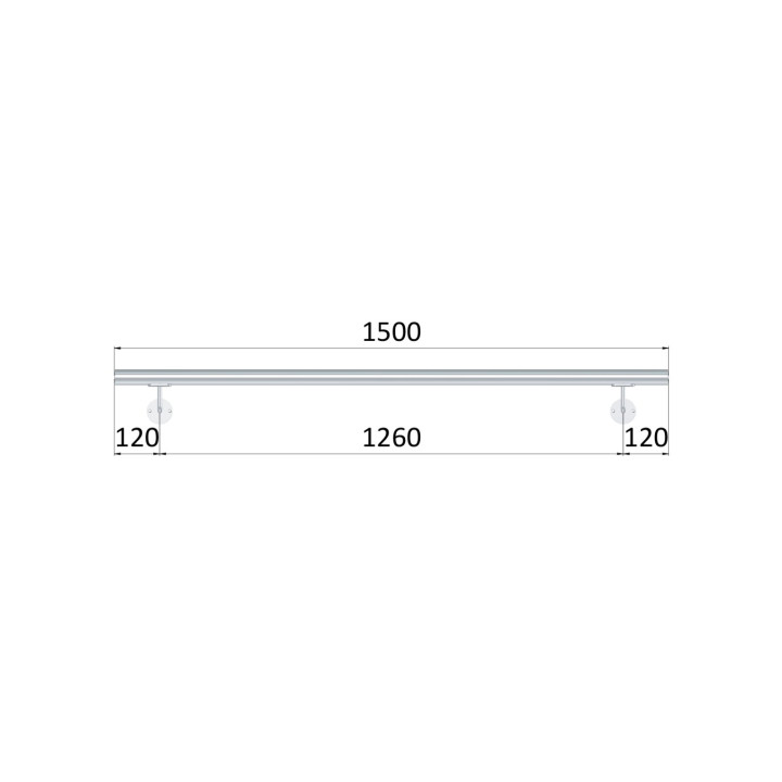 Madlo ø 42.4mm, L-1500mm, leštěná nerez AISI304