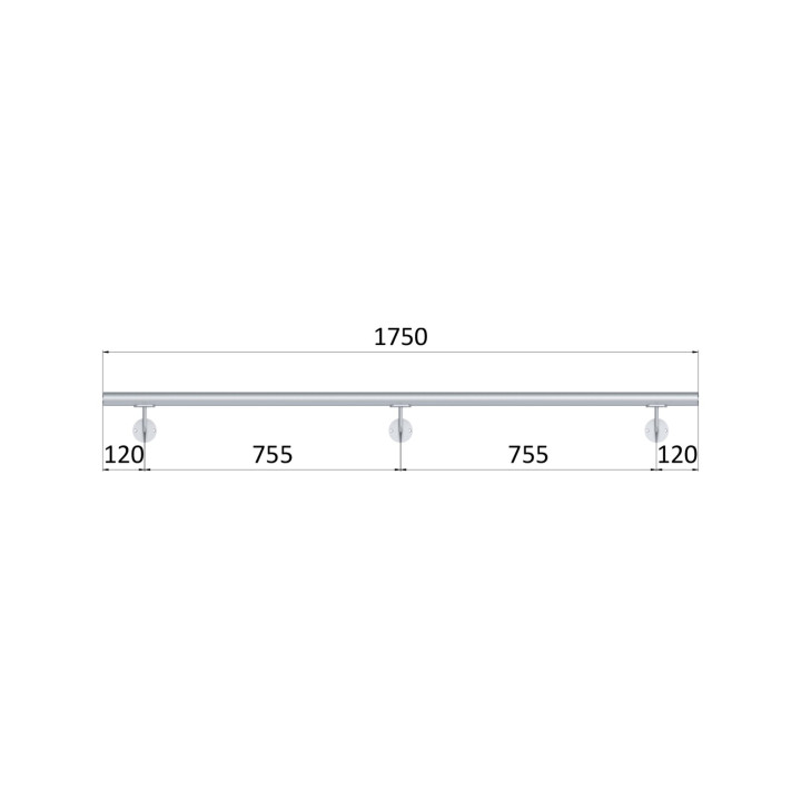 Madlo ø 42.4mm, L-1750mm, leštěná nerez AISI304