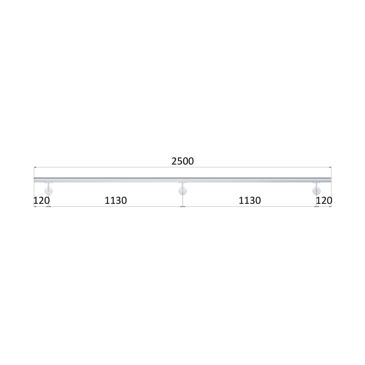 Madlo ø 42.4mm, L-2500mm, leštěná nerez AISI304