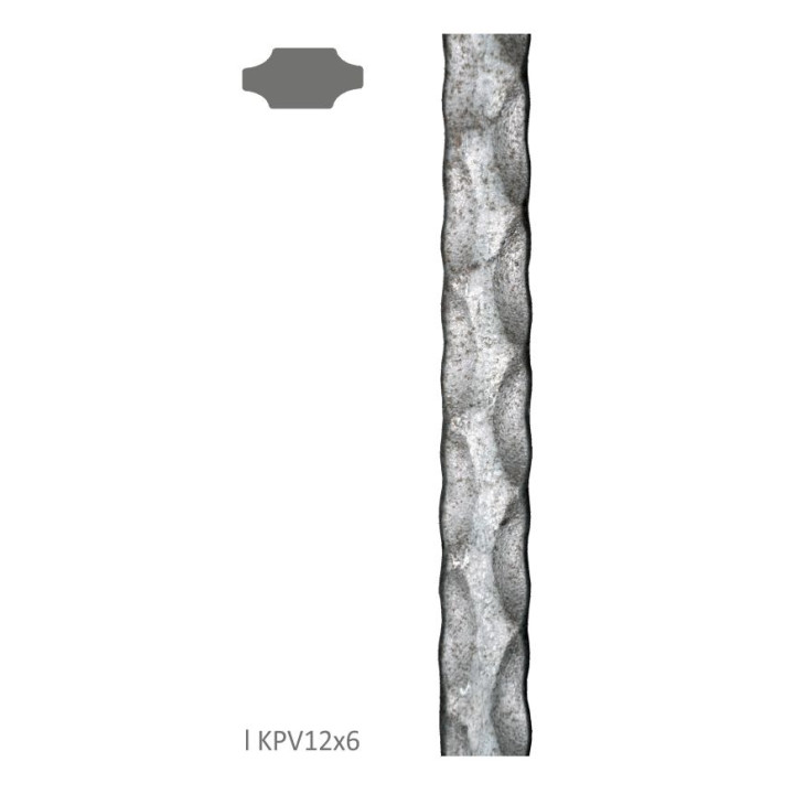 Plochá tyč plná 12 x 6 x 3000 mm, ocel S235, zdobená