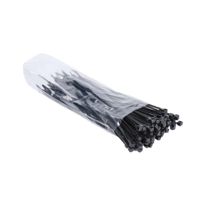 Sťahovacia páska / viazacia páska, čierna, 100ks balenie, D:4.8 L:180