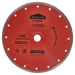 Turbo diamantový kotouč lisovaný za tepla 230 x 2,6 x 22 mm