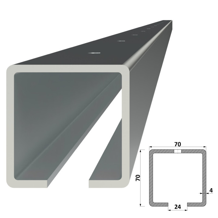 C profil 70 x 70 x 4 x 2000 mm s otvory, pozinkovaný