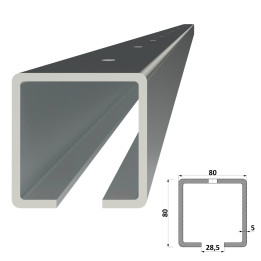 C profil 80 x 80 x 5 x 7000 mm s otvory, pozinkovaný