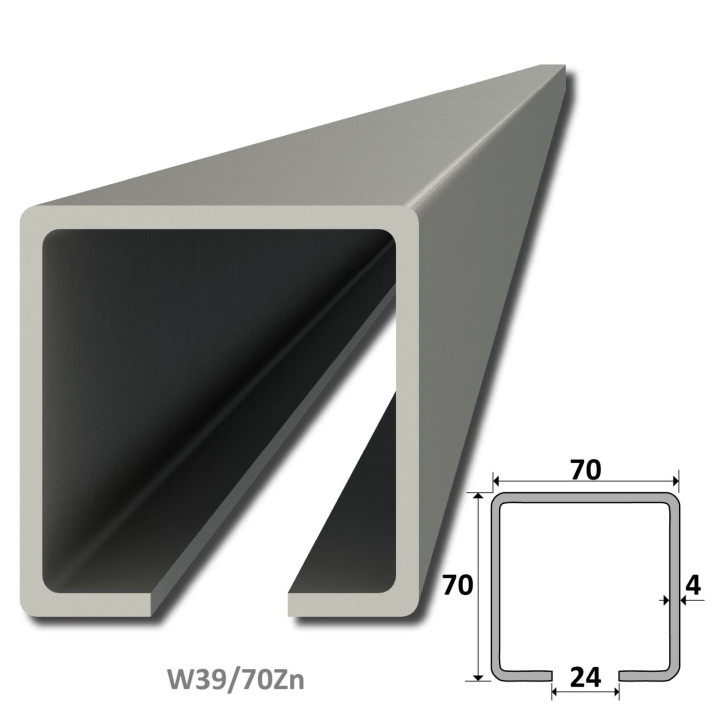 C profil 70 x 70 x 4 x 7000 mm, pozinkovaný
