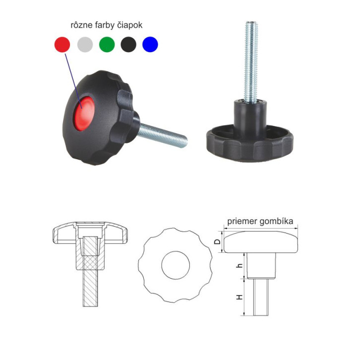Aretační šroub, ø 64 x 63 mm, M12 x 23 mm, polyamid