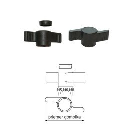 Plastová motýlková matice PA, ø 30 mm, otvor ø 6 mm, černá