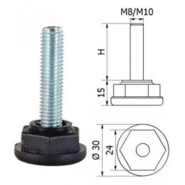 Plastová nivelační nožička ø 30 x 120 mm, M10 x 105 mm