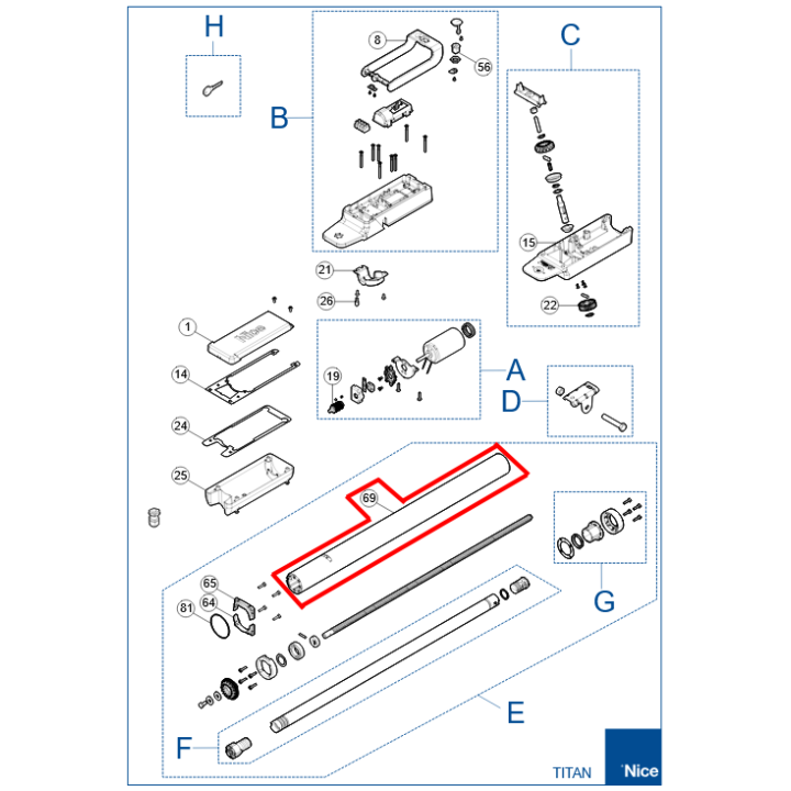 Lakovaný extrudovaný profil motoru TITAN TTN3724HS, TTN6024HS (PD1031A3001)