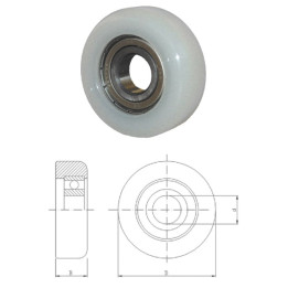 Polyamidové kolečko D-43 d-15 B-18 mm s ložiskem