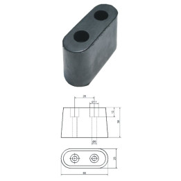 Doraz gumový 60x25 mm, tloušťka H-38 mm
