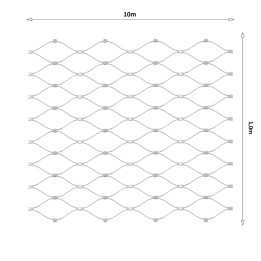 Lanková síť 1 × 10 m, oko 60 × 104 mm, Ø 1,5 mm, AISI 316