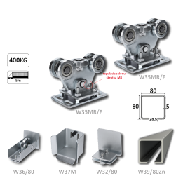 Samonos pro do 400 kg, profil 80x80x6000 mm, Zn