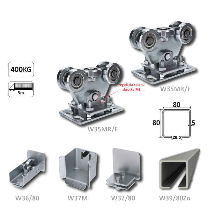 Samonos pro do 400 kg, profil 80x80x6000 mm, Zn
