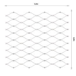 Lanková síť 1 x 5 m, oko 60 x 104 mm, Ø 1,5 mm, AISI 316