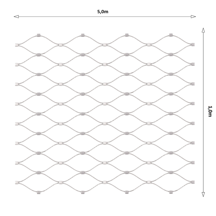 Lanková síť 1 x 5 m, oko 60 x 104 mm, Ø 1,5 mm, AISI 316
