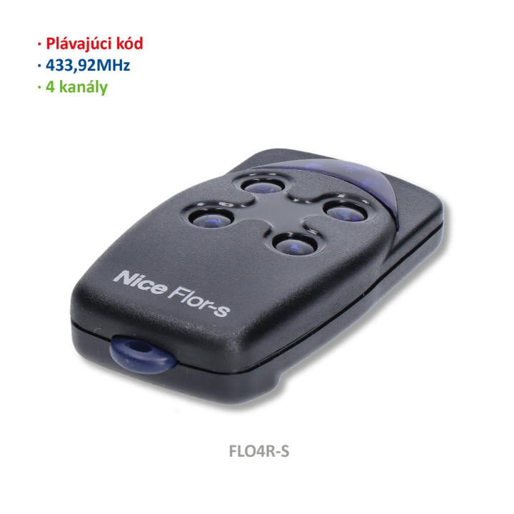 Vysílač 4kanálový 433MHz, plovoucí kód, černý