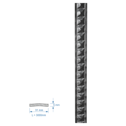 Plochá tyč vzorovaná 31 x 9 x 3000 mm (ocel S235)
