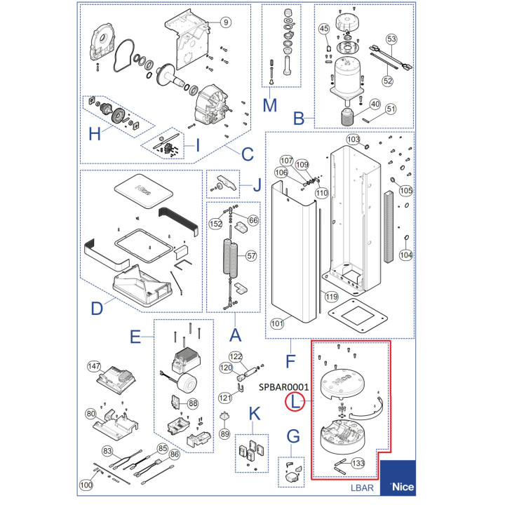 Sestava držáku ramene SPBAR0001 (M-BAR/L-BAR)