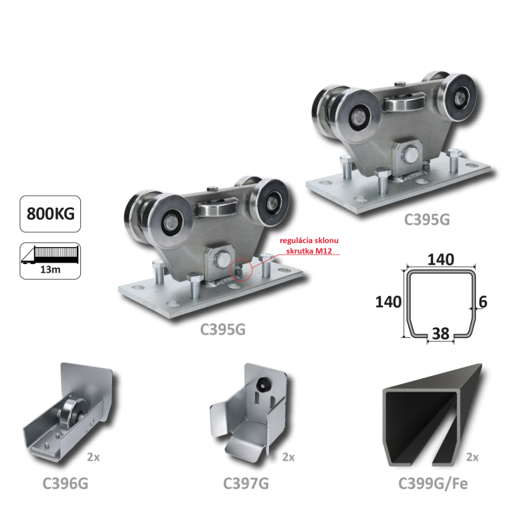 Samonos GRANDE do 800 kg, profil 140 x 140 x 6000 mm