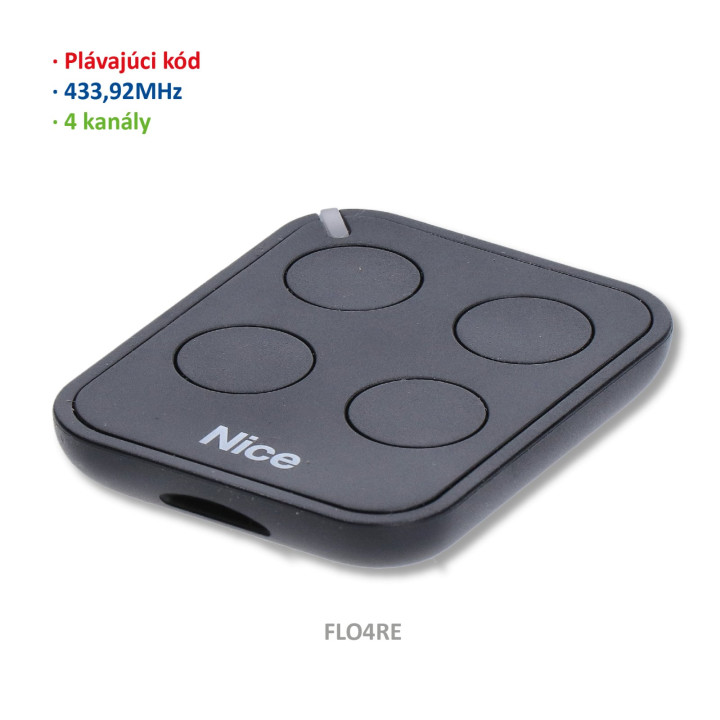 Vysílač 4kanálový, 433MHz, plovoucí kód, černý