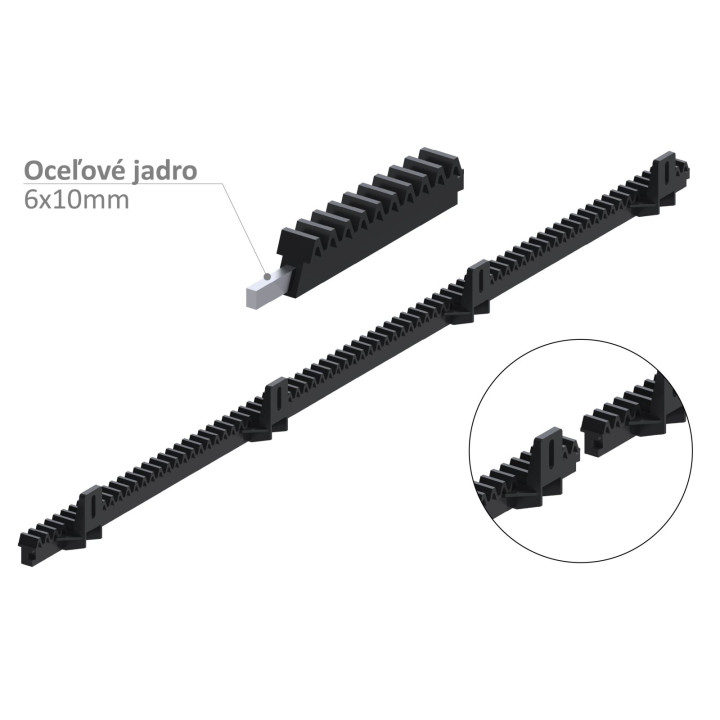 Hřeben nylon-kov 26x19mm, délka 1000mm, M4, do 400 kg, kovové jádro 6x10mm